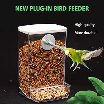 Bird Feeder With Dustproof Lid Anti-spill Transparent Parakeet Feeder Parrot Box Pet Finch Supplies Cockatiel T6M1 белый