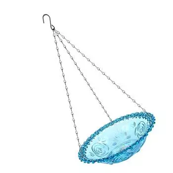 Bird Feeding Dish Tray Platform Feeder Bird Water Bowl Hanging Bird Bath for Outdoor Garden Outside Patio Parrot Tree синий