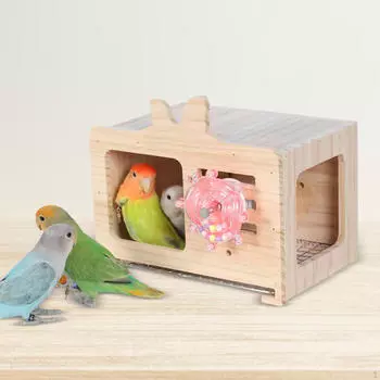 Bird House Nest Box TV Shape Creative Decorative Sturdy Wooden Birdhouse Parakeet for Lovebirds S