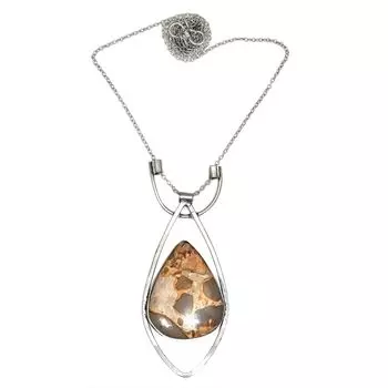 Birds Eye Jasper Gemstone Mother s Day Antique Silver Jewelry Necklace 20 in