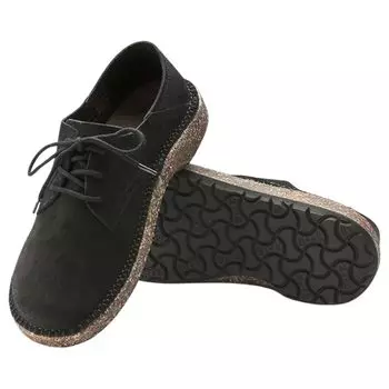 Birkenstock Gary Regular и Модель размера 38 Черные туфли на шнуровке, Ширина, Замша, Черный, Унисекс, Мужские Женские, (EU24.5см), 1013439,