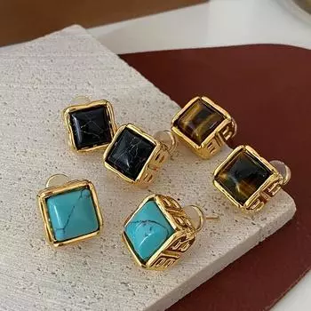 Бирюзовый гвоздик, инкрустированный грубым камнем Hei Yao Tiger s Eye, атмосфера, легкая роскошь, высококачественная буква B
