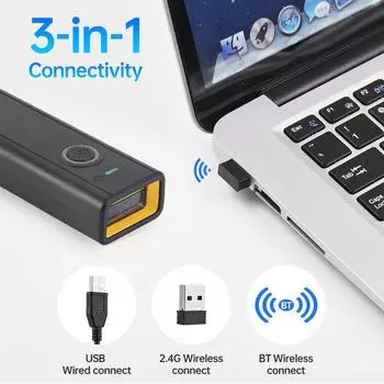 Bisofice 1D2D сканер штрих-кода 2,4G WirelessBTUSB Проводное соединение Поддержка мини-считывателя штрих-кодов 0 чёрный