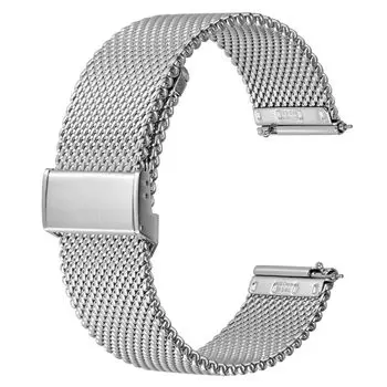 [BISONSTRAP] Watch Band Metal Watch Strap Mesh 14mm Watch Replacement Strap 316L Stainless Steel WaterproofSweatproof Silver