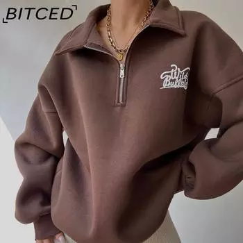BITCED Plus Флисовый принтованный джемпер с длинными рукавами Осенне-зимний флисовый свитер S