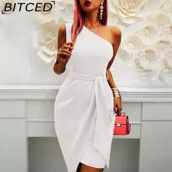 BITCED Женская мода лето весна однотонный принт без рукавов с высокой талией повседневные платья S