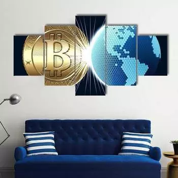 Bitcoin Digital World 5 шт. HD Wall Art Холст Плакаты Аксессуары Картины для гостиной Домашний Декор Картина Украшения 20x35 20x45 20x55cm