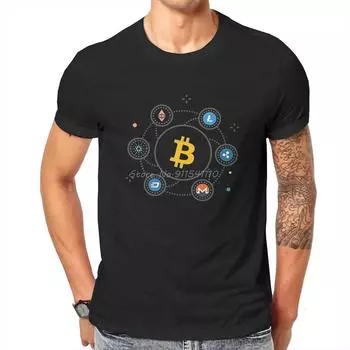Биткойн Криптовалюта Art Love Support Футболка Новое поступление Графический унисекс Винтаж Лето Унисекс с коротким рукавом Хлопковая футболка в стиле Харадзюку Унисекс L