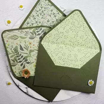 Бизнес-конверт Yousheng Avocado Green, самозапечатывающийся стандартный конверт, специальный бумажный материал, декоративный конверт с масляной живописью 1