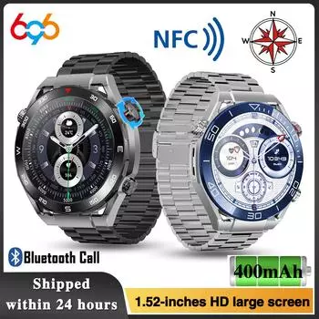 Бизнес Ultimate Smartwatch Водонепроницаемые Bluetooth-звонки Смарт-часы Мужские Компас NFC 100+ Режим Sprots Фитнес-монитор сердечного ритма