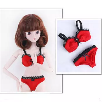 BJD Одежда, кружевной бюстгальтер, комплект нижнего белья / 3 SD Lolita AS DZ, аксессуары для кукол Dollfie - красный