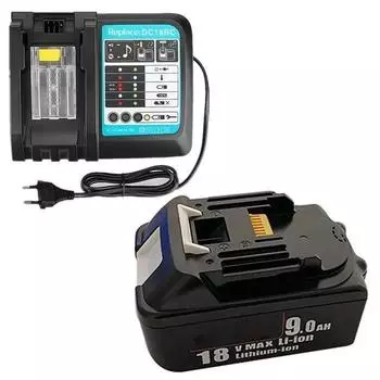 BL1860 18В 9.0Ач Аккумулятор для электроинструментов Makita + Зарядное устройство Makita DC18RC AU Plug чёрный