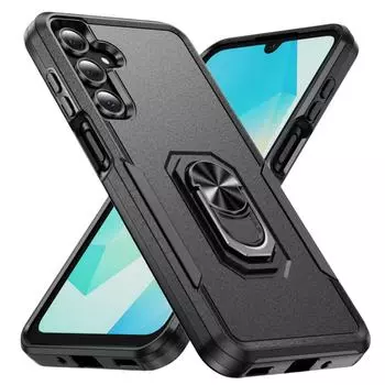 Black Anti-dust Kickstand Ring Case for Samsung Galaxy Plus S24 Ultra FE Phone Cover for Galaxy S24 FE чёрный