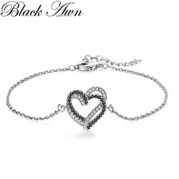 BLACK AWN Черный браслет в форме сердца Женские браслеты