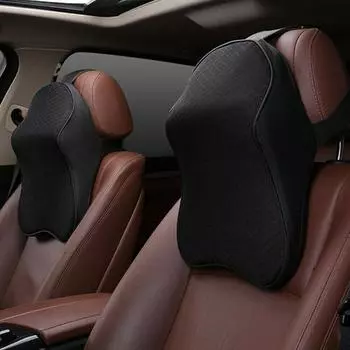 Black Car Seat Headrest Pad 3D Memory Foam Pillow Head Neck Pain Relief for Travel Neck Support Breathable Mesh Fabric Mat чёрный