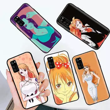 Black Case for Samsung Note 20 Lite S24 Ultra S23 A03 A05 A06 A11 A71 A15 A16 A13 A24 A25 A33 A52 A53 A50 M55 M35 Plus W-74 One Piece Nami Hancock Samsung A41 кожа буйвола