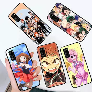 Black Case for Samsung Note 20 Lite S24 Ultra S23 A03 A05 A06 A11 A71 A15 A16 A13 A24 A25 A33 A52 A53 A50 M55 M35 Plus W-49 My Hero Academia Samsung A05s пламенный