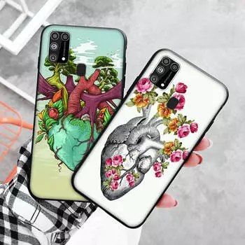 Черный чехол для Xiaomi Redmi 13C Note 9 iPhone XR 7 8 14 15 11 12 13 X XS Pro Max Samsung A25 S23 S24 FE Ultra Plus Человеческие органы Художественные картины Redmi Note 13 4G бездна