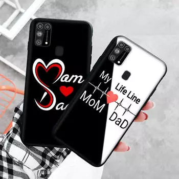 Черный чехол для Xiaomi Redmi 13C Note 9 iPhone XR 7 8 14 15 11 12 13 X XS Pro Max Samsung A25 S23 S24 FE Ultra Plus для мамы и папы Redmi Note 12 Pro 5G чёрный