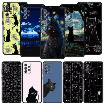 Милый чехол для телефона с изображением черного кота для Samsung A51 A71 A21S A12 A11 A31 A41 A52 A32 A23 A33 A53 A73 A03S A13 5G A72 A54 A34 Samsung A31