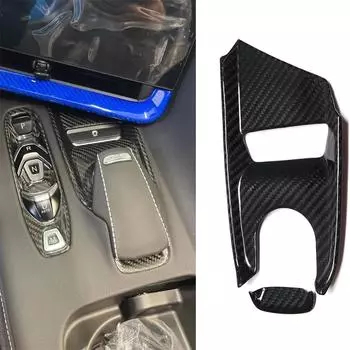 Black Center Control Button Cover REAL HARD Carbon Fiber For Corvette C8 20-2023