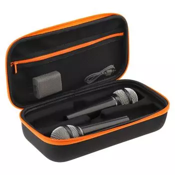 Black Dual Mic Travel Storage Protective Case for Wireless Two Microphone System Karaoke Singing Accessories Box Only