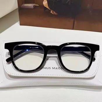 Black Frame Glasses Women S Plain Face Style Small Square Anti-Blue Light Glasses Men S Tide 90 Myopia Glasses
