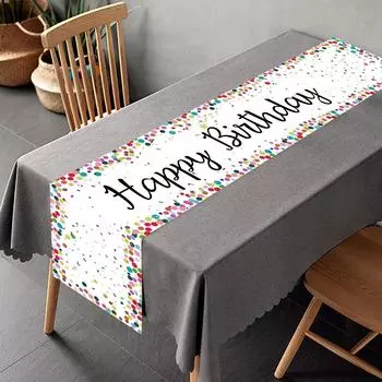 Black Gold Birthday Table Runner Table Cover Happy Birthday Party Decorations For Kids Adults Home 1st Bithday Table Decor
