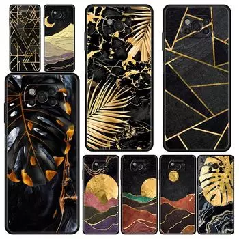 Black Gold marble tropic Phone Case For Xiaomi Poco X3 NFC M3 F3 F4 M4 X4 Mi Note 12T 12 Pro 10 11 Lite 10T 5G 11T 9T 11i Cover Mi 10 Lite 5G