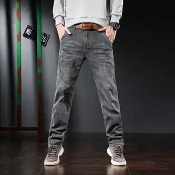Black Gray Summer Jeans, Men s Elastic Trendy Brand Slim Fitting Small Leg Long Pants, Spring and Autumn Styles 30