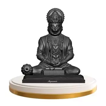 Black Hanuman Ji Idol Statue for Car Dashboard - Divine Bajrangbali Murti, Perfect Hindu God Gift Item and Home Puja Decoration чёрный