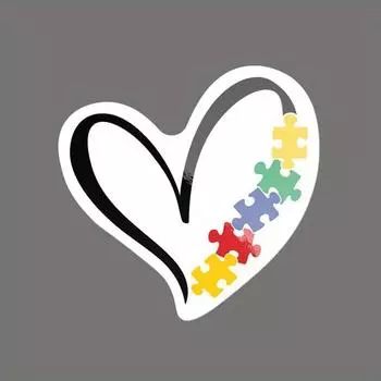 Black Heart Autism Love PVC Decal Sticker - Car Truck Van SUV Window Wall Cup Laptop 1pc