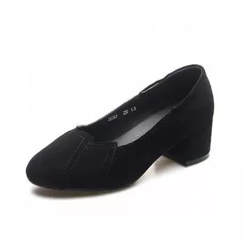 Black high heels women s spring and summer new round head thick heel light mouth single shoes commuter work shoes professional dress shoes 34
