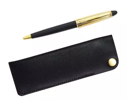 Black horizontal snap pen case with Neo Horikin retro ballpoint pen D-800 finish, set, black, 3-pack, T23-NK01B-800B-B-3