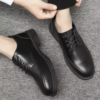 Black Lace Up Men s Formal Shoes Oxfords Round Toe Social Shoe Male Official Legitimate Leather Office Elegant and Classic 39 39