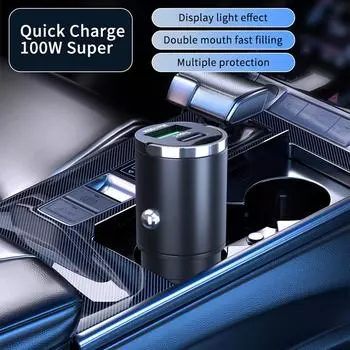 Black Metal Mini USB Fast Charging Adapter Mini USB Fast Durable And Easy-to-install Charging