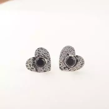 Black Onyx Gemstone 925 Sterling Silver Jewelry Handmade Studs 0.6 For Wedding EE-143-16