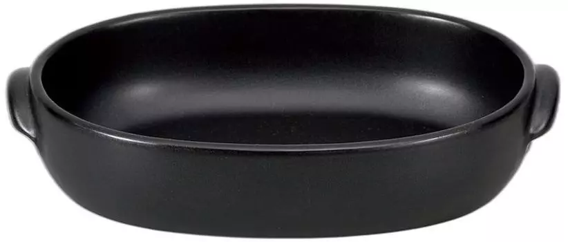 Black Oval Gratin Dish x x Ceramic Gratin Oven and Microwave Setomonohonpo Heat-Resistant (S) [18.5 11.5 5cm] Dish, Safe,