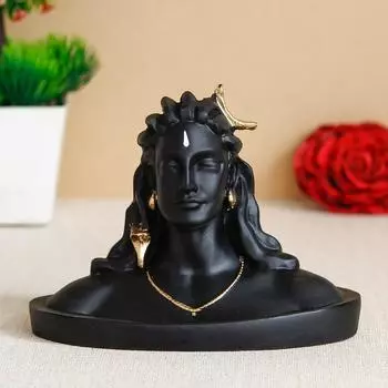 Black Resin Adiyogi Shiva Statue for Car Dashboard| Adiyogi Statue for Home Decor Pooja Room Office| Mahadev Murti Lord Shiva Idol