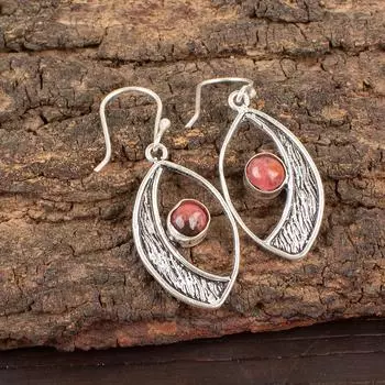 Black Rhodonite Gemstone 925 Sterling Silver Jewelry Handcrafted Earrings 1.60 EE-61-25