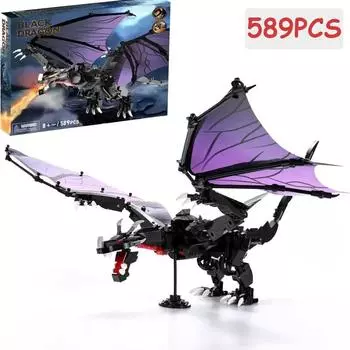 Black Shadow Dragon Building Blocks Classics Pterosaur Model Sets Assembly Bricks Desktop Holiday Gifts Kids Toys