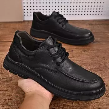 Black Sneakers For Men Leather Men s Shoes Casual Shoes outdoor High Quality Non-Slip Breathable Skate Shoes For Male sneakers 38 чёрный