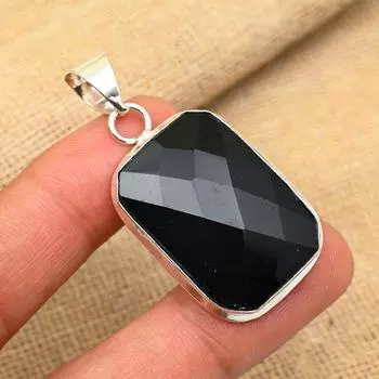 Black Spinel Gemstone Handmade 925 Sterling Silver Jewelry Amazing Pendant