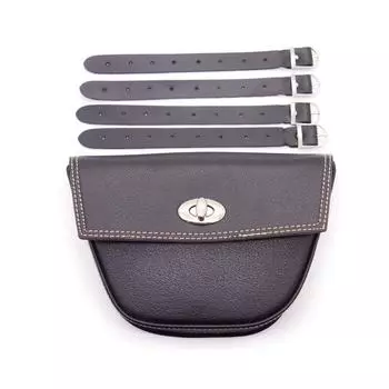 Black Synthetic Leather Triangle Motorcycle Bikes Side Saddle Bag Luggage Pocket