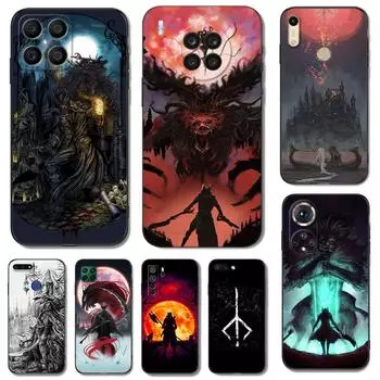 Black tpu Case For Honor 8a Prime 8s 9 10X Lite 9A 9C 9X Premium Pro 9S Case Cover bloodborne blood moon art honor 9X pro