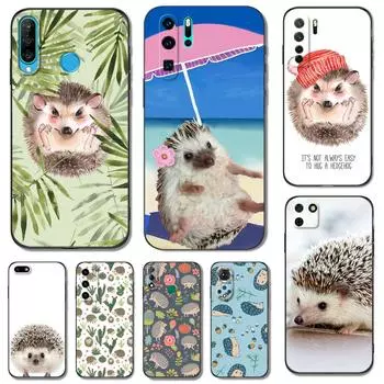 Черный чехол из ТПУ для Huawei P30 Lite P30 Pro P40 LITE EP Smart 2020 Cover Hedgehog huawei P30
