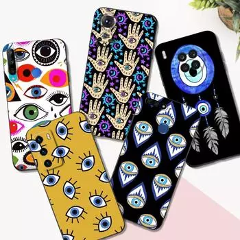 Black tpu Case For Huawei P30 Lite P30 Pro P40 LITE E P Smart 2020 Cover Evil Eye Illustration huawei P40 lite 5G