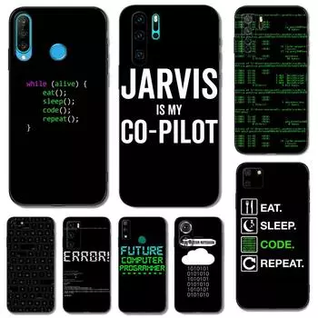 Black tpu Case For Huawei P30 Lite P30 Pro P40 LITE E P Smart 2020 Cover Coding Programming Codes Code huawei P40 LITE E