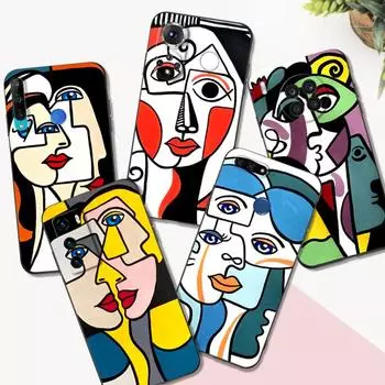Black tpu Case For Huawei P30 Lite P30 Pro P40 LITE E P Smart 2020 Cover Picasso abstract Art painting huawei P Smart 2020