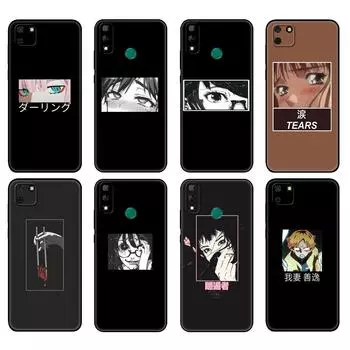 Black tpu Case For Huawei Y9S Y6S Y8S Y5P Y7P Y8P Case For Huawei Y5 lite Prime 2018 Y6 2019 Cover Japanese Anime Aesthetic huawei Y6S